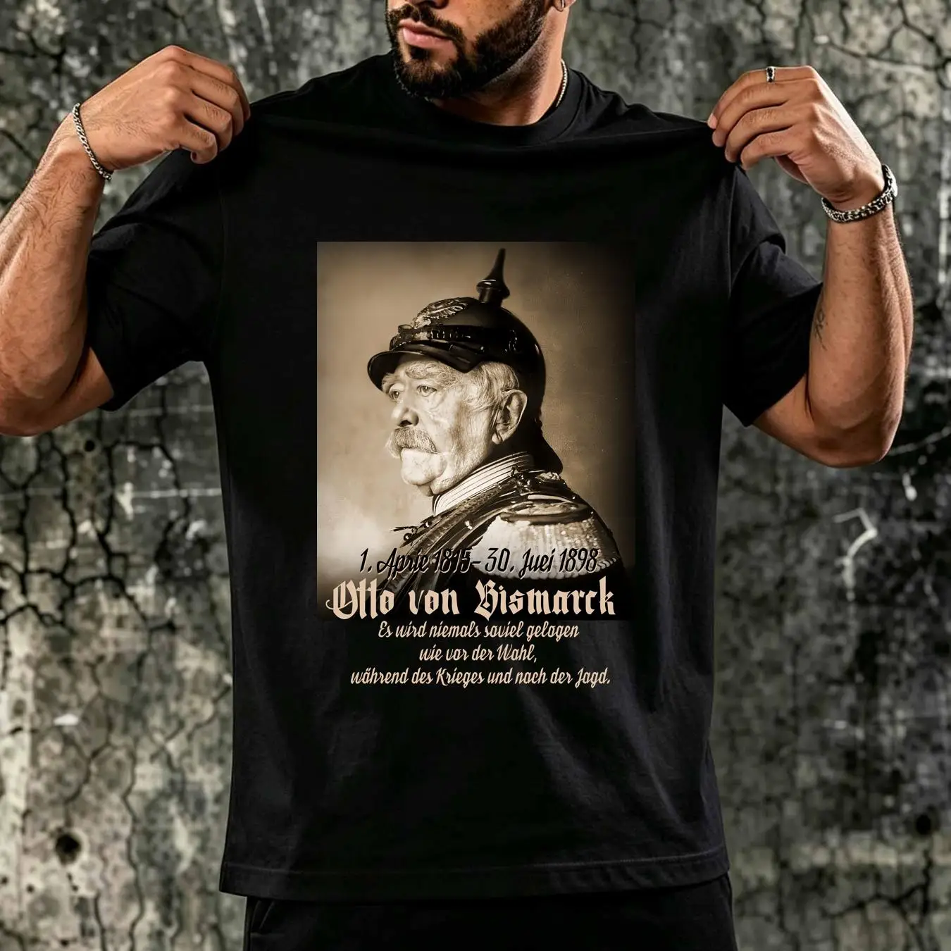 ウォッシュ加工Tシャツ、オットー・フォン・ビスマルク、高級感 - Vintage Fashion Quotes のレビューと価格