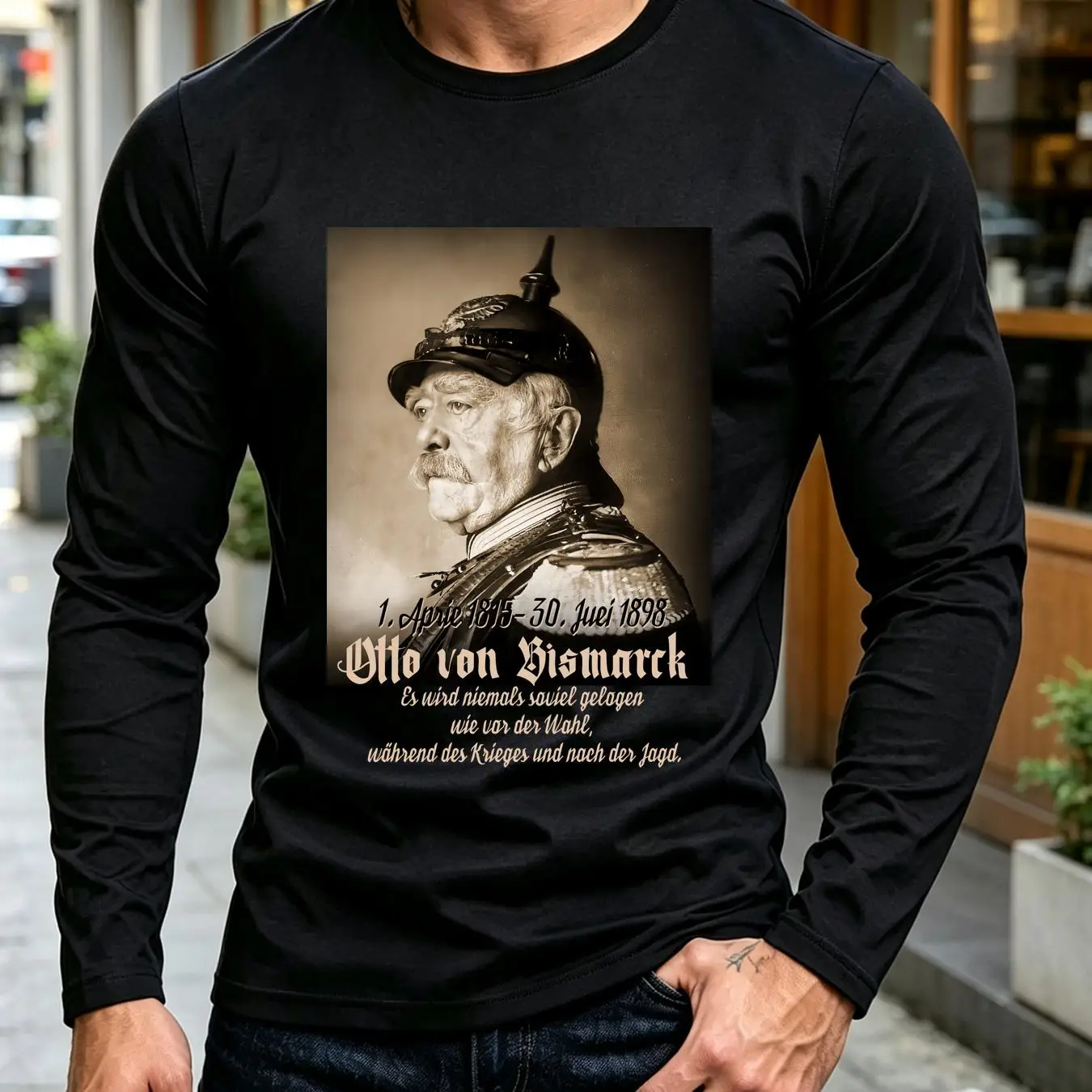 ウォッシュ加工Tシャツ、オットー・フォン・ビスマルク、高級感 - Vintage Fashion Quotes のレビューと価格