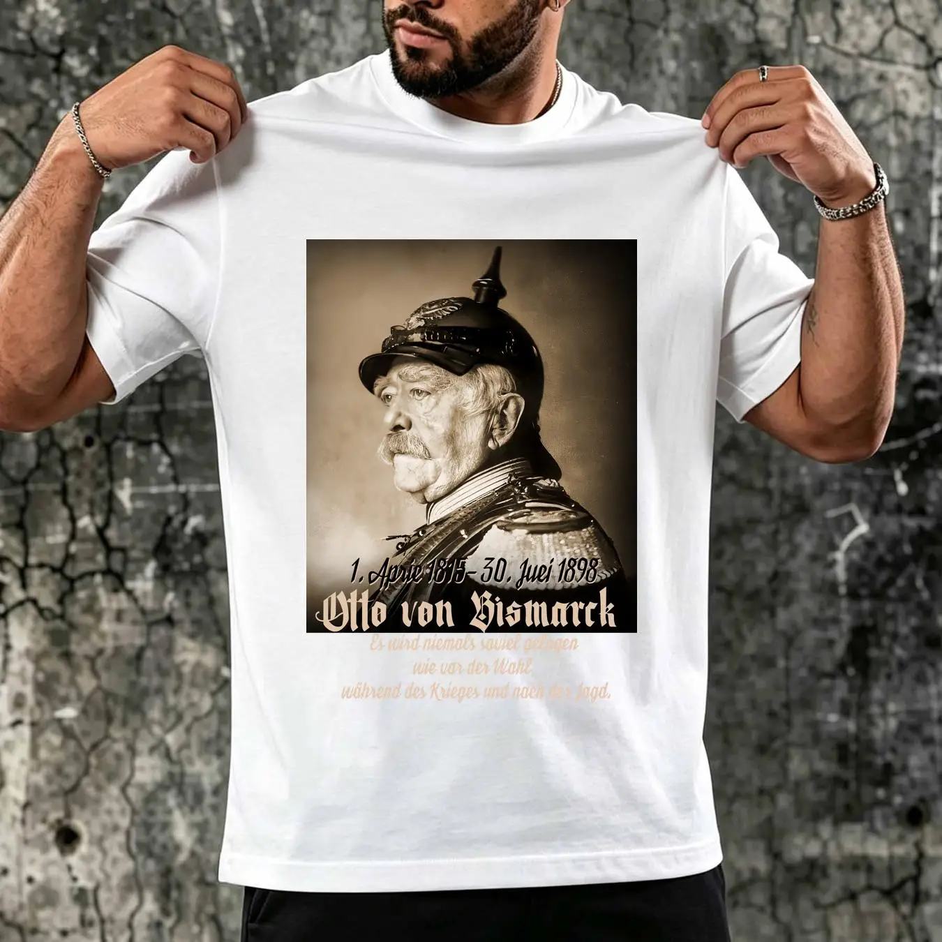 ウォッシュ加工Tシャツ、オットー・フォン・ビスマルク、高級感 - Vintage Fashion Quotes のレビューと価格
