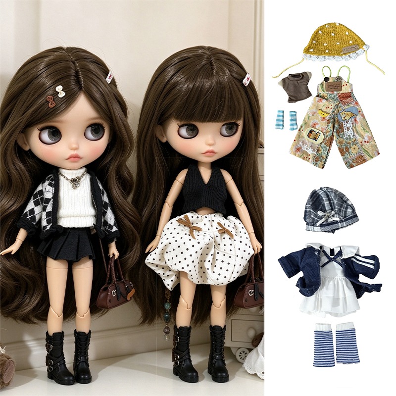 ブライス人形用、ヴィンテージ風ドット柄スカート、ベスト、チェ - Vintage Fashion Online のレビューと価格